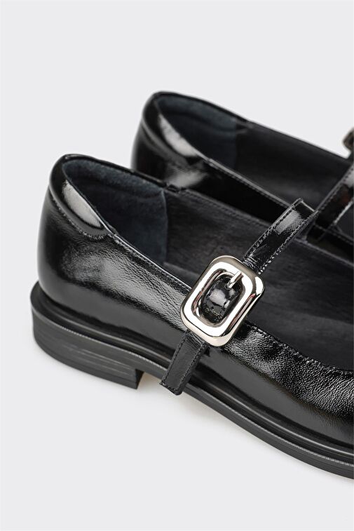 Elle Siyah Kadın Rugan Günlük Ayakkabı SULETO - Görsel 6