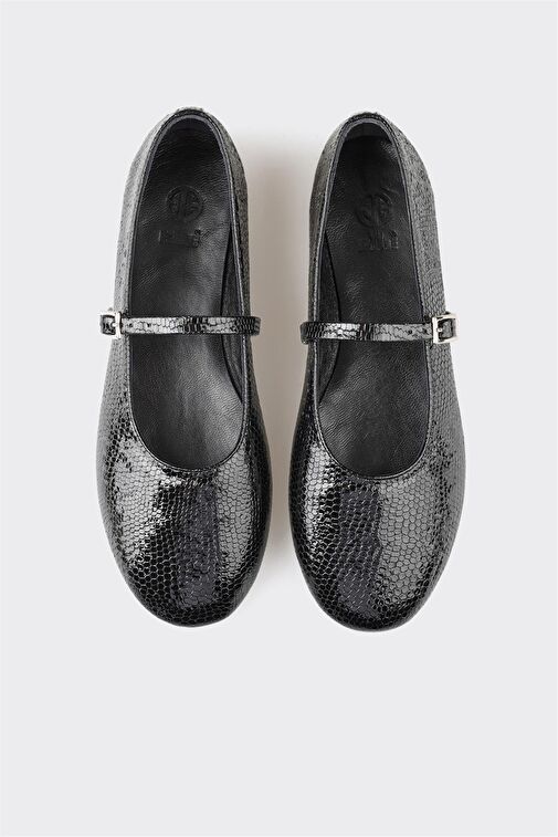 Elle Siyah Kadın Deri Babet BUEZO-2 - Görsel 5