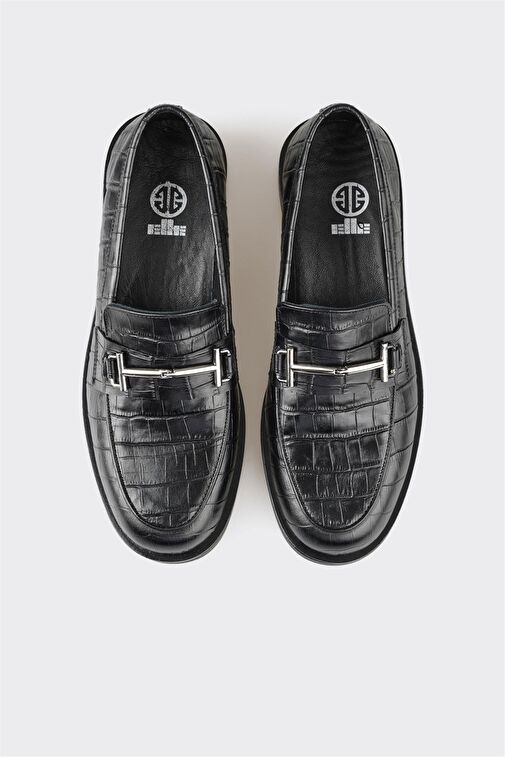 Siyah Deri Kadın Günlük Ayakkabı - Görsel 5