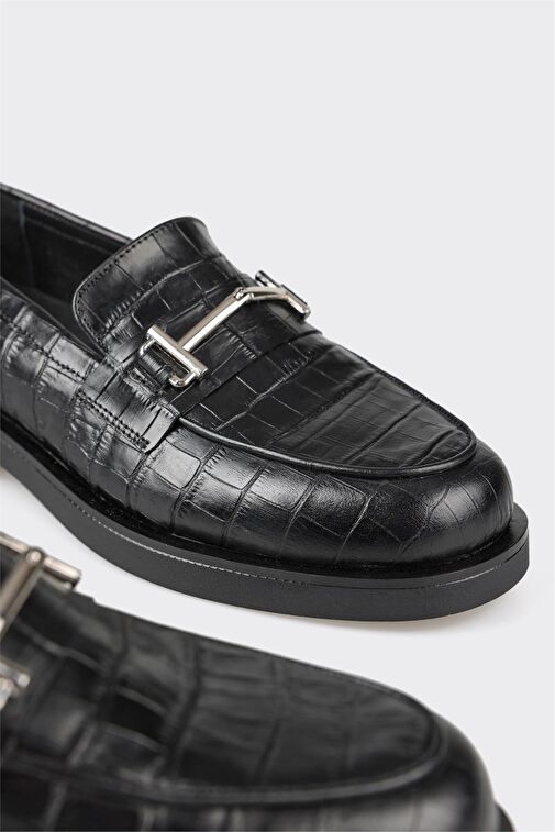 Siyah Deri Kadın Günlük Ayakkabı - Görsel 6