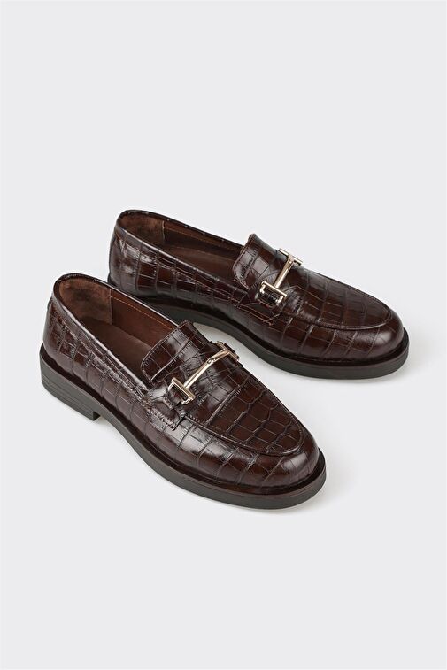 Kahve Deri Kadın Günlük Ayakkabı - Görsel 3