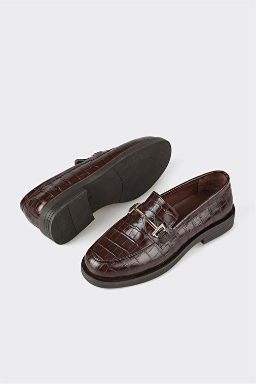 Kahve Deri Kadın Günlük Ayakkabı - Görsel 4