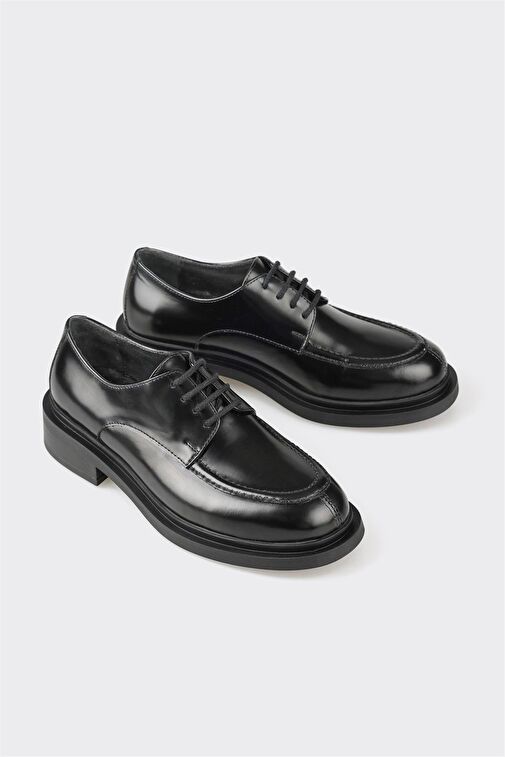 Siyah Deri Kadın Günlük Ayakkabı - Görsel 3