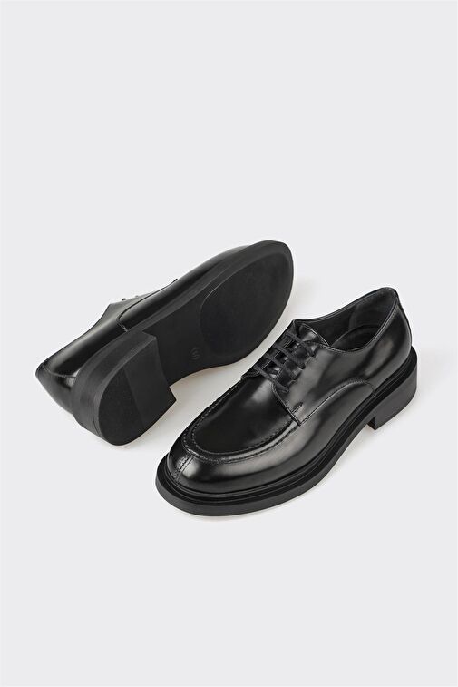 Siyah Deri Kadın Günlük Ayakkabı - Görsel 6