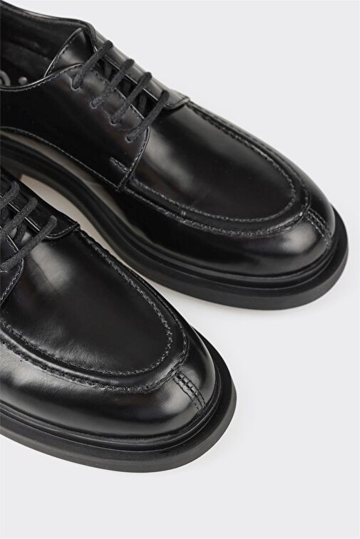 Siyah Deri Kadın Günlük Ayakkabı - Görsel 5