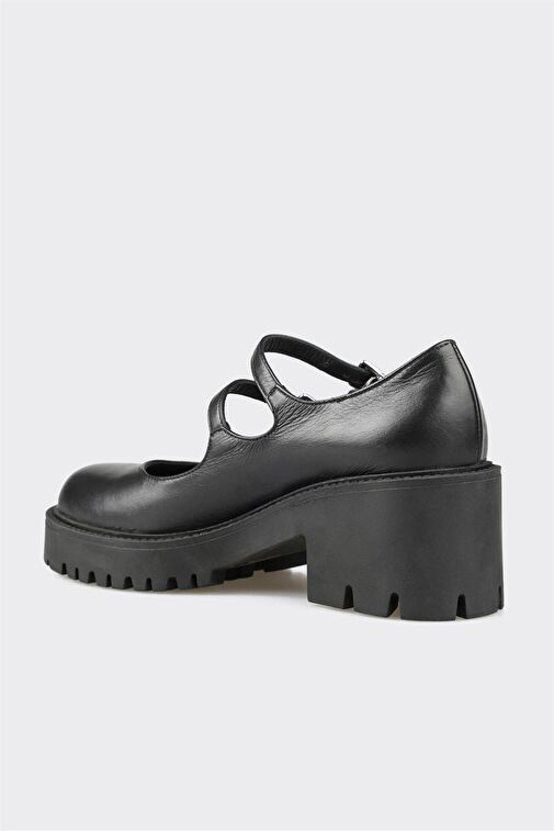 Elle Siyah Kadın Deri Topuklu Ayakkabı IAFUN - Görsel 4