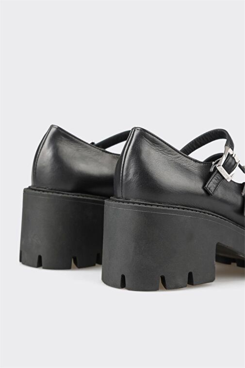 Elle Siyah Kadın Deri Topuklu Ayakkabı IAFUN - Görsel 5