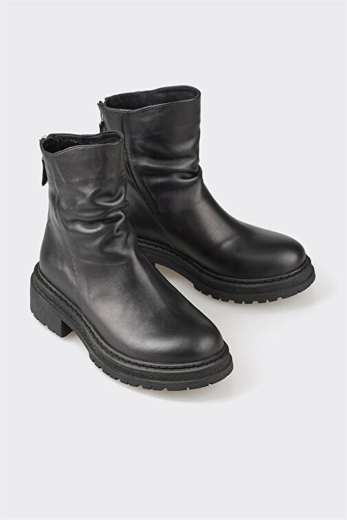 Siyah Deri Kadın Günlük Bot - Görsel 5