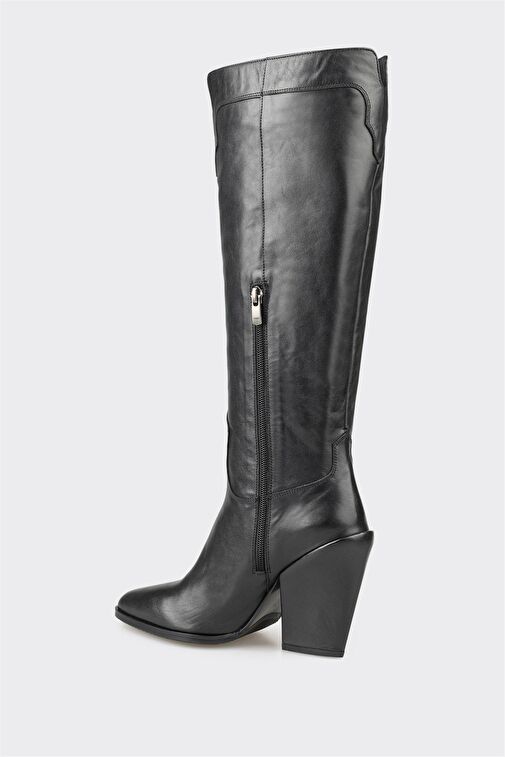 Siyah Deri Kadın Çizme - Görsel 4
