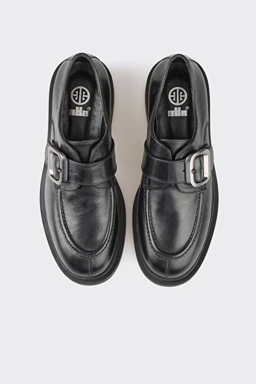 Elle Siyah Kadın Deri Günlük Ayakkabı UMBASTO - Görsel 5