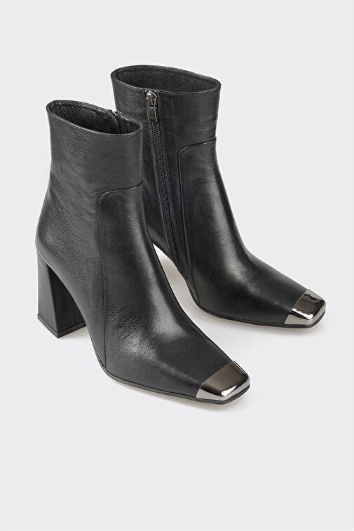 Elle Elle Siyah Deri Kadın Klasik Topuklu Bot | Boyner Siyah - 3. görsel