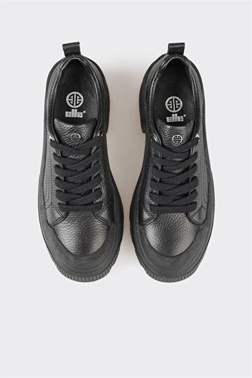 Siyah Deri Kadın Spor Ayakkabı - Görsel 5