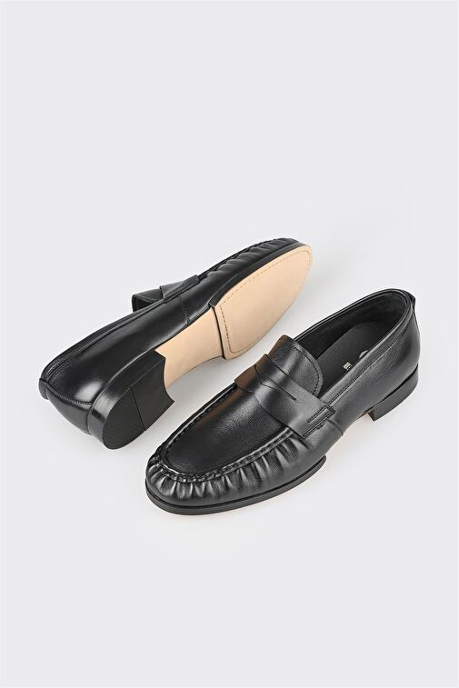 Elle Siyah Erkek Deri Günlük Ayakkabı ALONI - Görsel 2