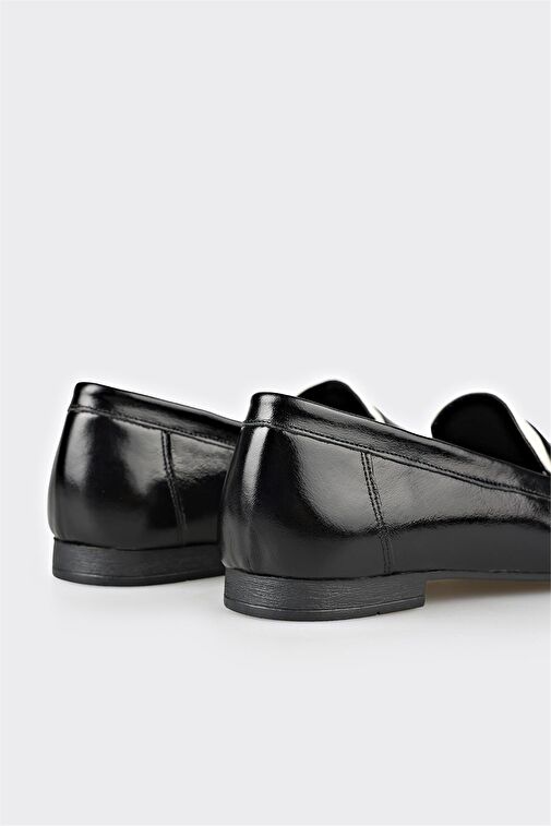 Siyah Deri Kadın Günlük Ayakkabı - Görsel 6