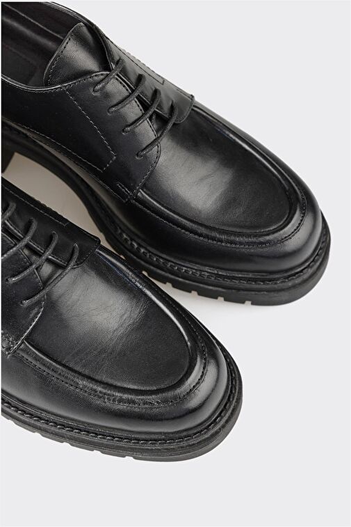 Siyah Deri Kadın Topuklu Ayakkabı - Görsel 5