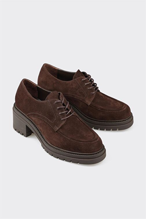 Elle Kahverengi Kadın Süet Topuklu Ayakkabı CLAXA - Görsel 3