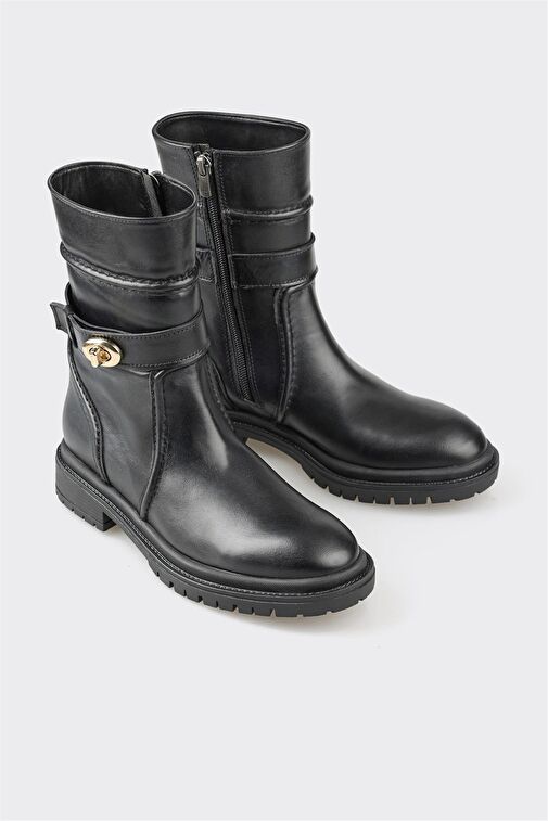 Siyah Deri Kadın Günlük Bot - Görsel 3