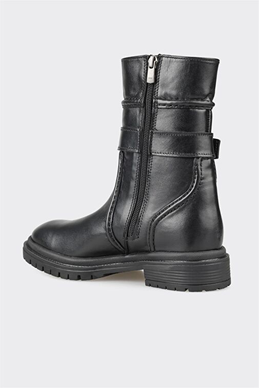 Siyah Deri Kadın Günlük Bot - Görsel 4