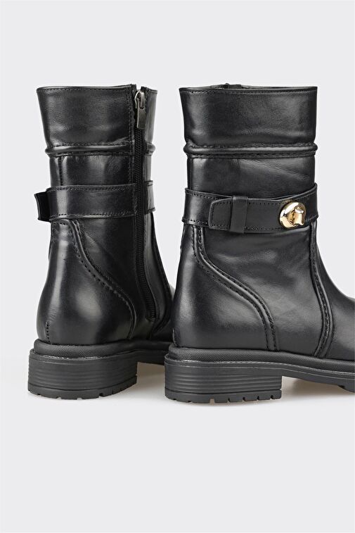 Siyah Deri Kadın Günlük Bot - Görsel 5