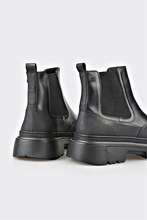 Siyah Deri Erkek Günlük Bot - Görsel 5