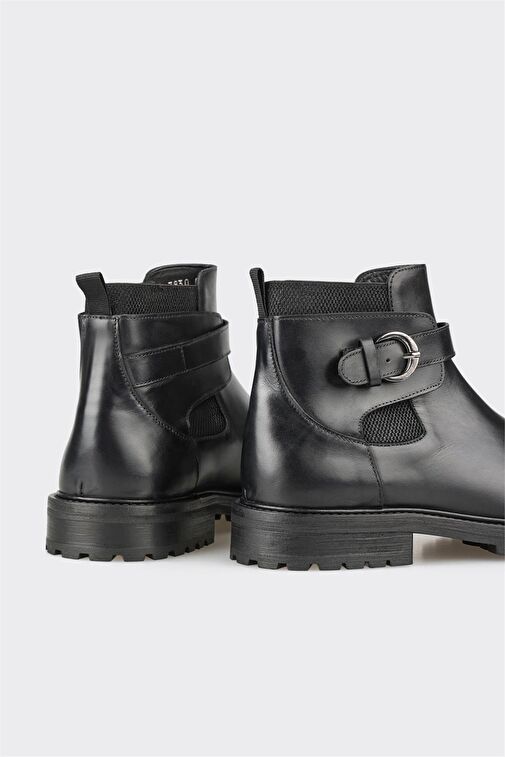 Elle Siyah Erkek Deri Günlük Ayakkabı GIDEFEL - Görsel 5