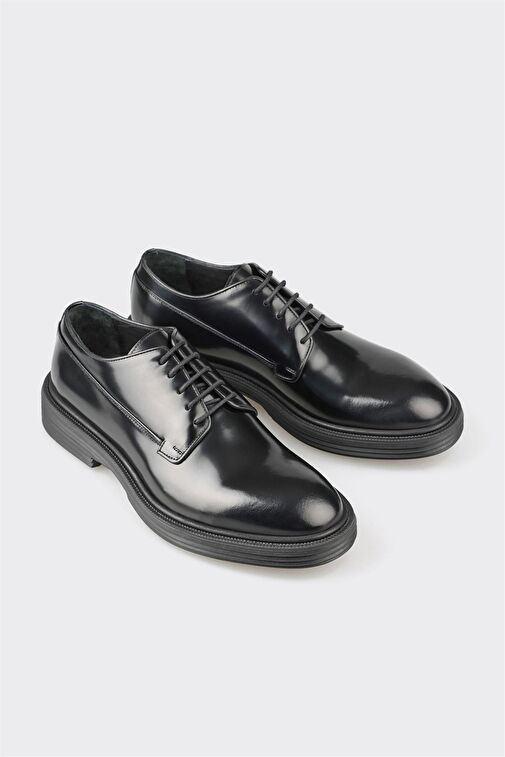 Elle Siyah Erkek Deri Klasik Ayakkabı TIMO-3 - Görsel 3