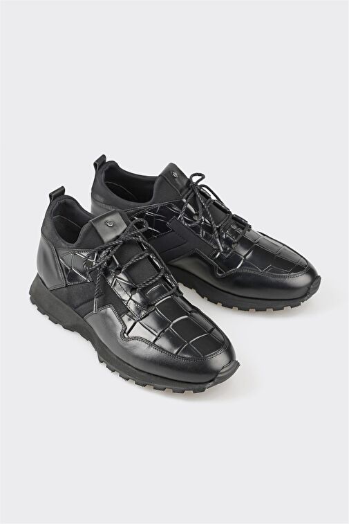 Siyah Deri Erkek Günlük Ayakkabı - Görsel 3