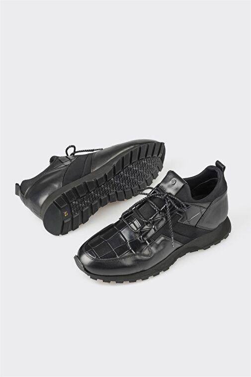 Siyah Deri Erkek Günlük Ayakkabı - Görsel 4