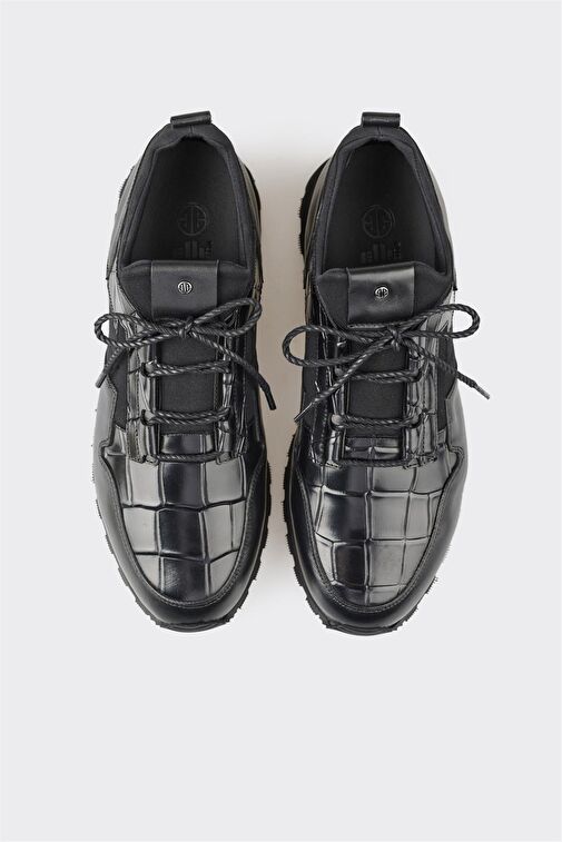 Siyah Deri Erkek Günlük Ayakkabı - Görsel 5