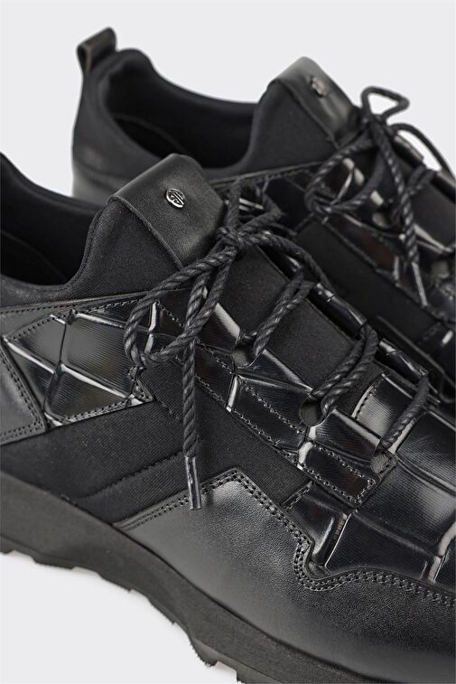 Siyah Deri Erkek Günlük Ayakkabı - Görsel 6