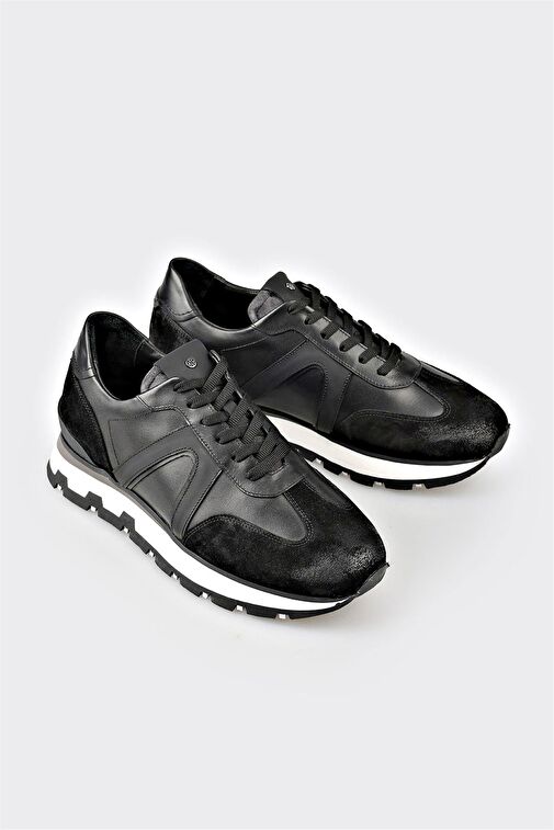 Siyah Deri Erkek Spor Ayakkabı - Görsel 3