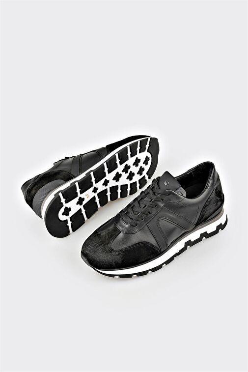 Siyah Deri Erkek Spor Ayakkabı - Görsel 4