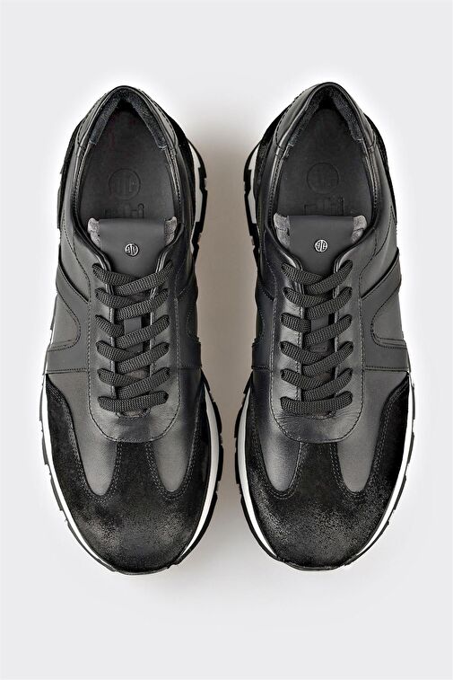 Siyah Deri Erkek Spor Ayakkabı - Görsel 5