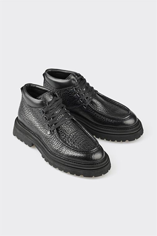 Siyah Deri Erkek Günlük Bot - Görsel 3