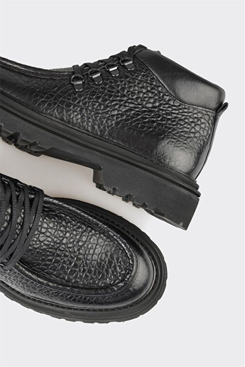 Siyah Deri Erkek Günlük Bot - Görsel 5