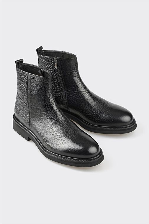 Siyah Deri Erkek Günlük Bot - Görsel 4