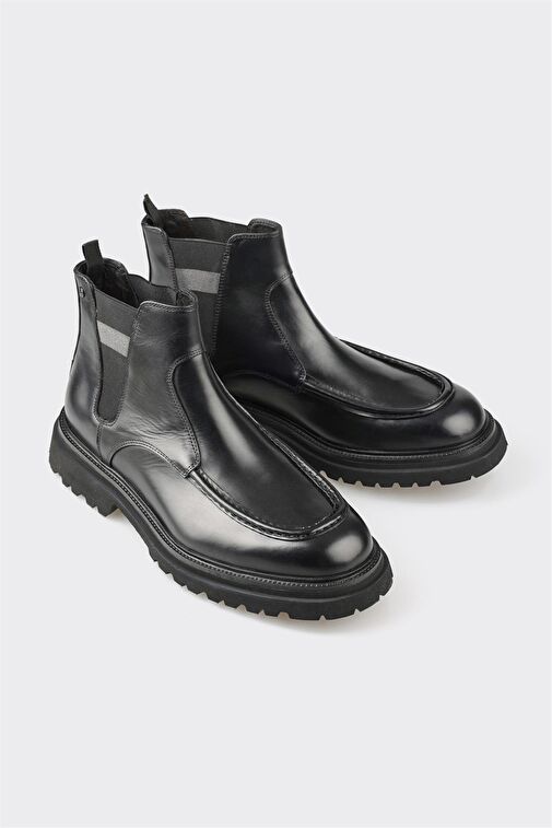 Siyah Deri Erkek Günlük Bot - Görsel 3
