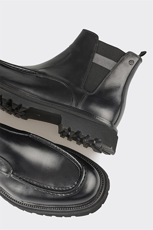 Siyah Deri Erkek Günlük Bot - Görsel 5