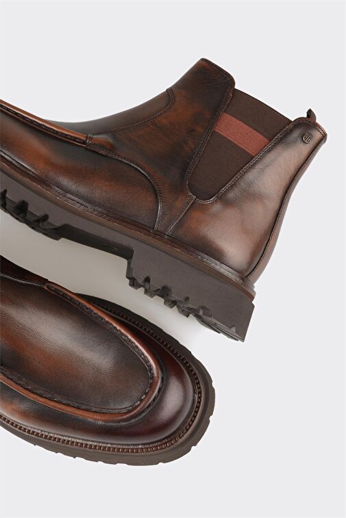Kahve Deri Erkek Günlük Bot - Görsel 5