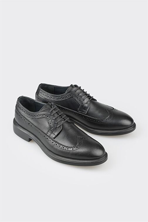 Elle Siyah Erkek Deri Klasik Ayakkabı BASHAG - Görsel 3