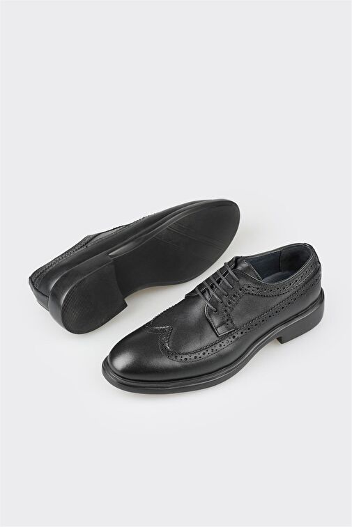 Elle Siyah Erkek Deri Klasik Ayakkabı BASHAG - Görsel 4