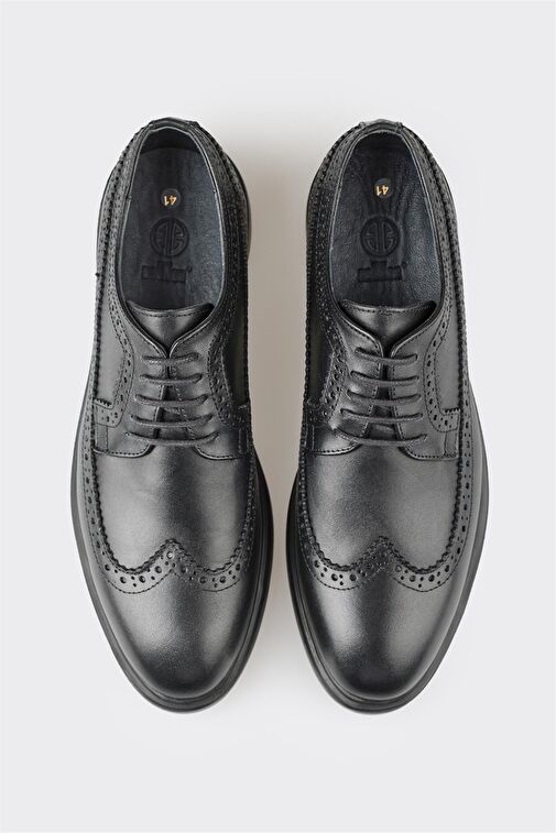 Elle Siyah Erkek Deri Klasik Ayakkabı BASHAG - Görsel 5