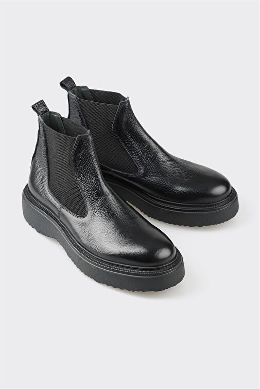 Siyah Deri Erkek Günlük Bot - Görsel 3