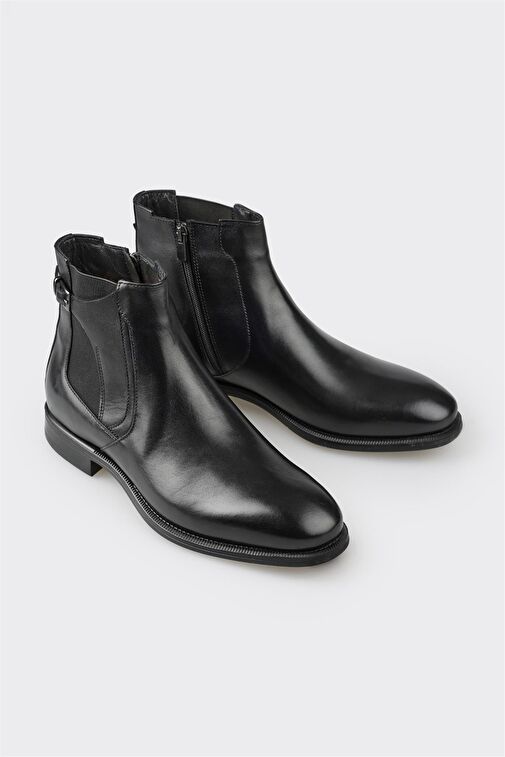 Siyah Deri Erkek Klasik Bot - Görsel 3
