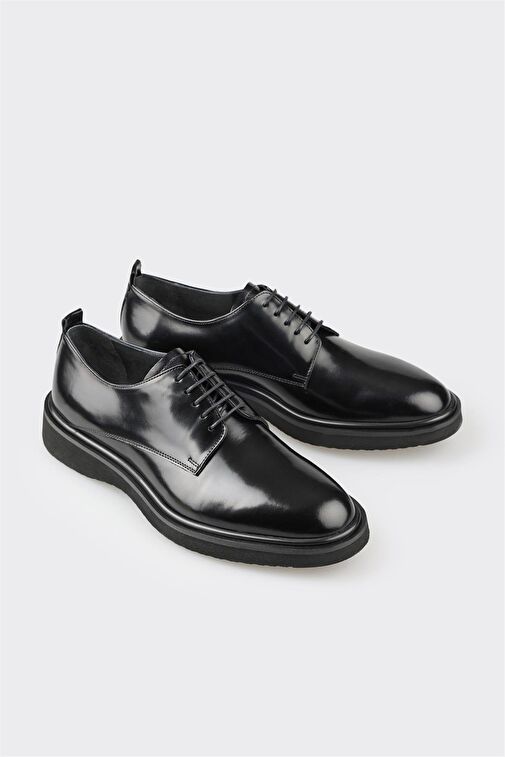 Elle Siyah Erkek Deri Klasik Ayakkabı FAWAJO - Görsel 3