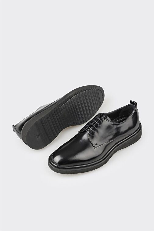 Elle Siyah Erkek Deri Klasik Ayakkabı FAWAJO - Görsel 4