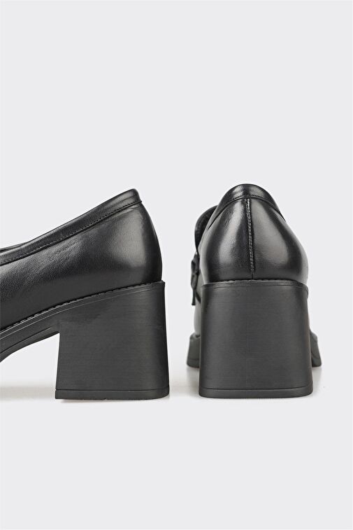 Elle Siyah Kadın Deri Topuklu Ayakkabı JEOKOS - Görsel 3