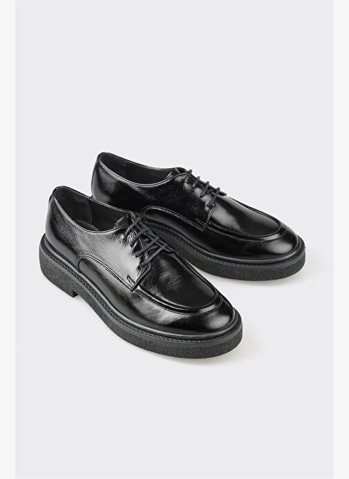 Elle Siyah Kadın Deri Oxford Ayakkabı TENIEP - Görsel 4