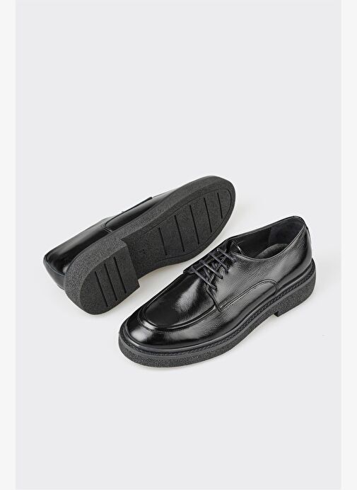 Elle Siyah Kadın Deri Oxford Ayakkabı TENIEP - Görsel 7