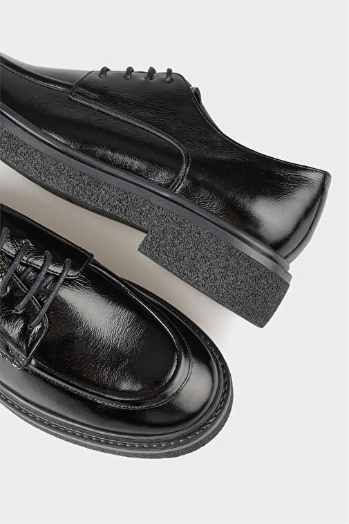 Elle Siyah Kadın Deri Oxford Ayakkabı TENIEP - Görsel 11